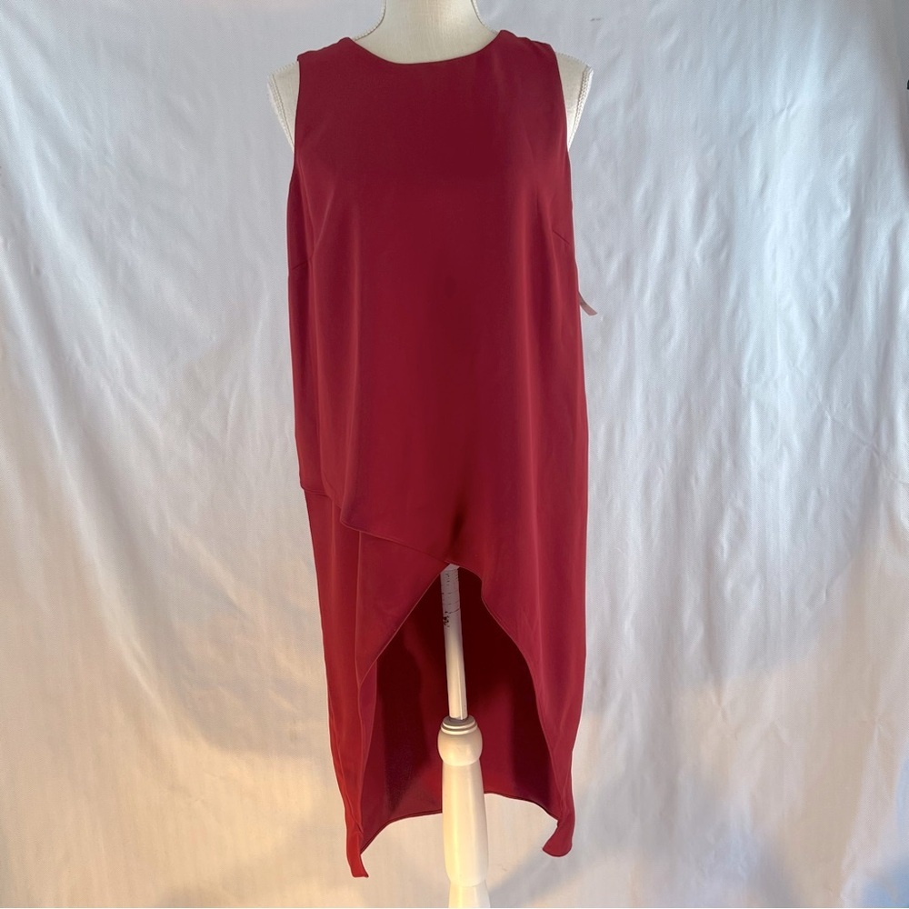 Alfani Urban Romance Tunic Top Classic Wine Crossover Front Sleeveless 4 👍